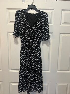 Tommy Hilfilger Black and White Polka Dot Midi Dress